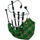 New Scottish Irish Tartan Rosewood Bagpipes Black Finish With Silver Mounts