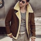 Men's Genuine SheepSkin Leather Jacket with Shearling fur (Size XS - 4XL)