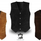 Leather Vest Cowboy Western Cowl Chopper Rocker Club Suede Leather Waistcoat