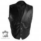 Premium lambskin Black Leather PT1972 Vest Unisex waistcoat with Snap closure