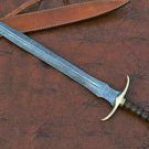 Custom Handmade Damascus Steel Viking SWORD With Rose Wood Handle