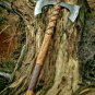 Hand forged Steel Double Blade Viking Axe | Rose Wood Handle Leather Rapping