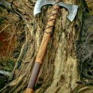 MADIEVAL WARRIOR DOUBLE HEADED Hand-Forged BATTLE AXE WITH LEATHER SHEATH