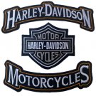 Harley Davidson Classic Gray Logo Sew-on Patch Top Bottom Rocker Orange PATCH