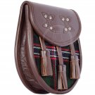 Scottish Real Leather Scottish National Semi Dress Sporran and Chain Belt 40 Clan Tartan