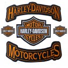 Harley Davidson Classic Orange Logo Sew-on Patch Top Bottom Rocker PATCHES set 5