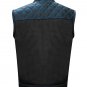 Men's Leather Vest Royal Blue Thread Diamond Cut Motorbike Motorcycle Waistcoat