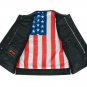 Men's Leather Vest with Red Stitching and USA Inside Flag Lining
