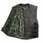 Men's Black Leather Vest W/ Green Paisley Lining Motorbike Side Strap Waistcoat