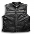 Harley-Davidson Men's Genuine Leather Black Biker Vest Leather Moto Cafe vest