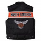 Harley-Davidson Men's Genuine Leather Black Biker Vest Leather Moto Cafe vest
