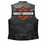 Harley-Davidson Men's Genuine Leather Black Biker Vest Leather Moto Cafe vest
