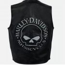 Harley-Davidson Men's Genuine Leather Black Biker Vest Leather Moto Cafe vest