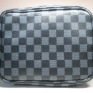 black luxury checkered make up bag travel case  3.1x 8.2x 6.3