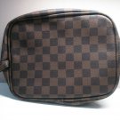 brown luxury checkered make up bag travel case  3.1x 8.2x 6.3