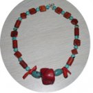 NATURAL TURQUOISE & CORAL NECKLACE TCN17056