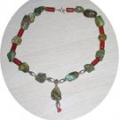 NATURAL TURQUOISE & CORAL & STERLING NECKLACE TCN48064