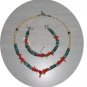 NATURAL TURQUOISE & CORAL & STERLING SET TCNB17056