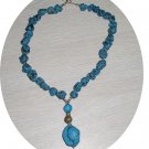 TURQUOISE CHUNK & STERLING DROP NECKLACE TN138064