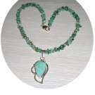 TURQUOISE CHIPS & PENDENT WITH STERLING TN147056
