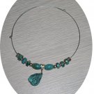 TURQUOISE PENDENT WITH BEADS & STERLING ON MEMORY WIRE TMW23024