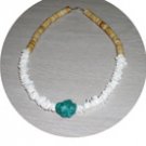 TURQUOISE CHUNK, SHELLS & BONE NECKLACE TN104536