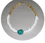 TURQUOISE CHUNK, SHELLS & BONE NECKLACE TN104536