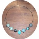 ROUND & TEARDROP TURQUOISE CHOKER ON MEMORY WIRE TMW13024