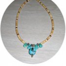 TURQUOISE NUGGET WITH WOOD NECKLACE TN64536
