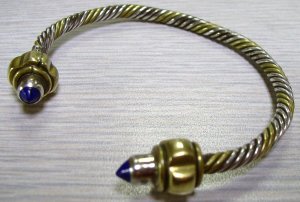 Vintage Two toned silver weave cuff bracelet
