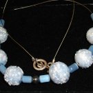 Vintage blue & white speckled glass necklace