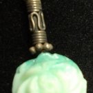 Vintage milk jade green Czech glass rose pendent