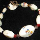 Vintage white w multi colored swirl designed glass bracelet