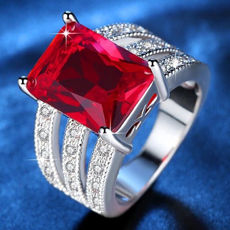 Red CZ Crystal Ring