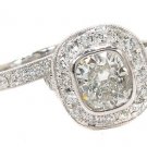 Platinum 3.10ct Cushion Cut Prong & Bezel Diamond Engagement Ring Set