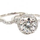 14k Gold 2.30 ct Prong Halo Diamond Engagement Ring Set