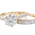 14k Gold 2.08 ct Prong Diamond Engagement Ring Set