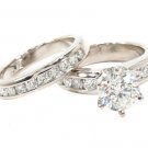 Platinum 1.75 ct Diamond Round Cut Prong Wedding Ring Set