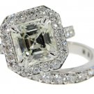 Platinum 5.50 ct Emerald Cut Diamond Engagement Ring Set