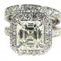 Platinum 5.50 ct Emerald Cut Diamond Engagement Ring Set