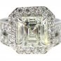Platinum 5.50 ct Emerald Cut Diamond Engagement Ring Set