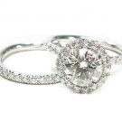 Platinum 2.50 ct Prong Halo Diamond Engagement Ring Set