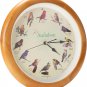 Mark Feldstein Audubon Singing Bird Wall Clock, Oak Wood Frame 13 Inch