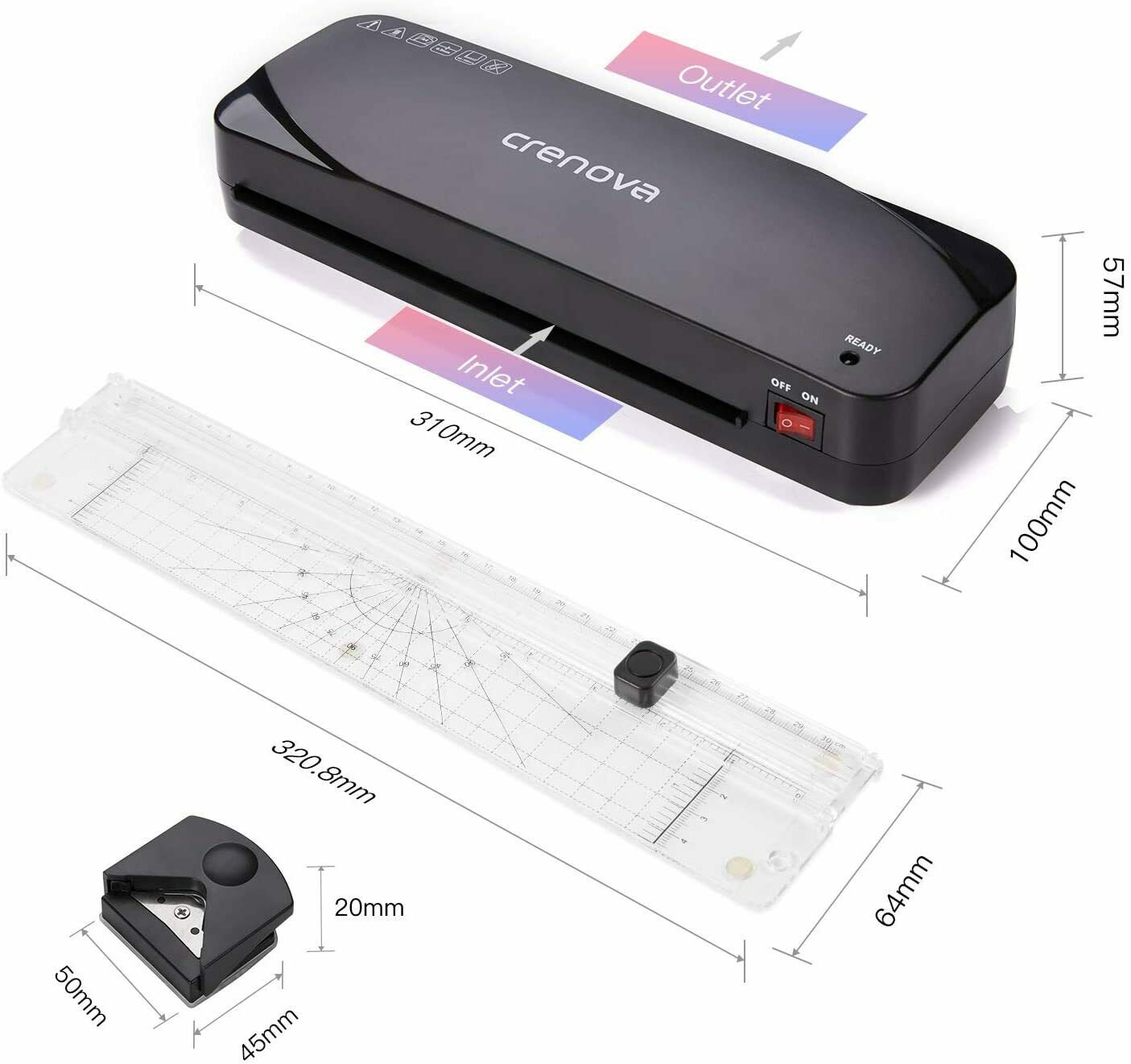 Laminator, Crenova A4 Laminator, 4 in 1 Thermal Laminator, 9 inches, 20