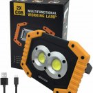 LED Work Light Rechargeable with USB Port, 2X COB Light 20W 1000 Lumen Portable