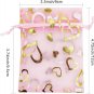 SumDirect 100Pcs 3.5x4.7 inch Sheer Pink Drawstring Heart Organza Favor Gift Bag