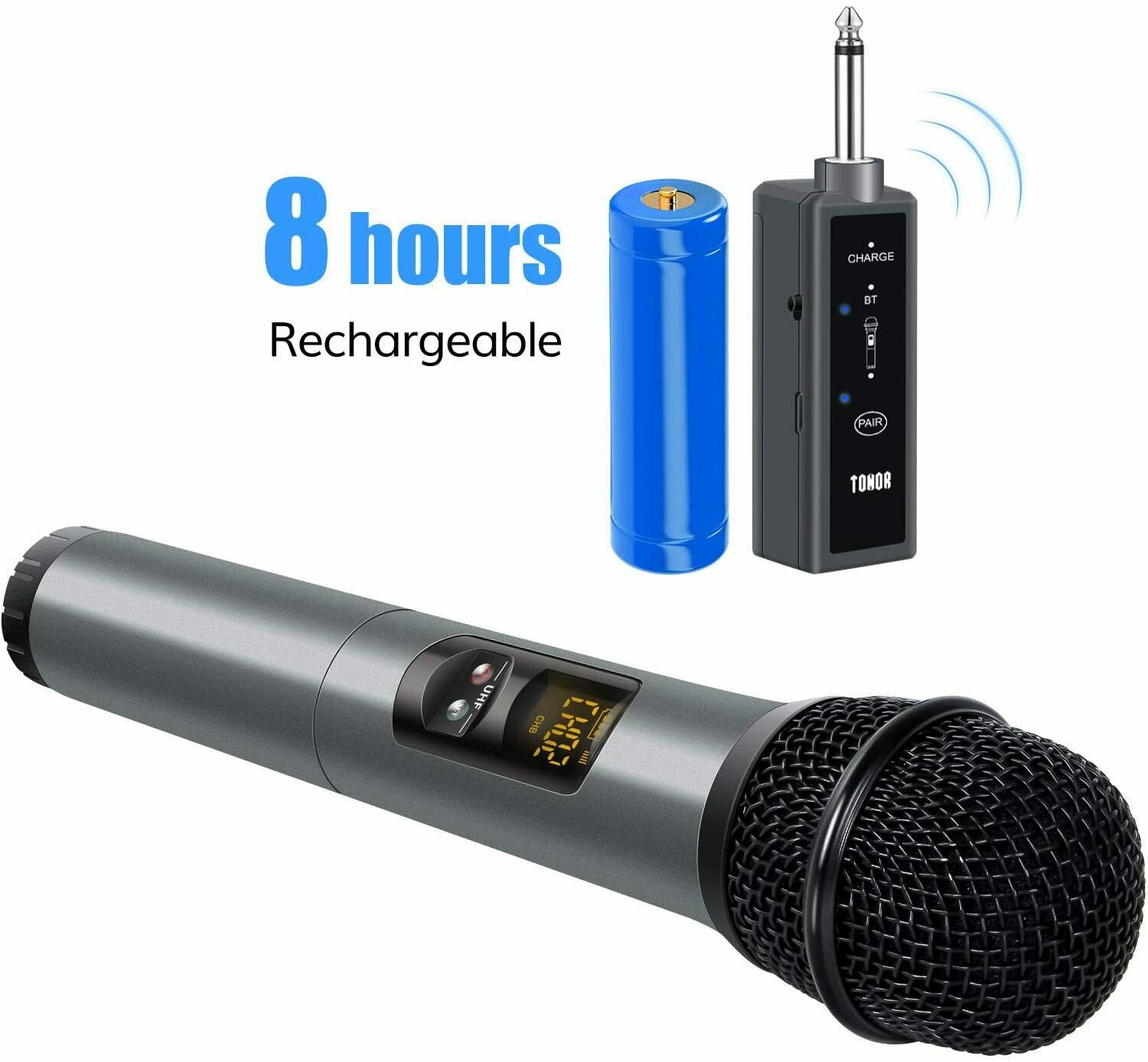 TONOR UHF Wireless Microphone Handheld Mic with Bluetooth Receiver 1/4 ...