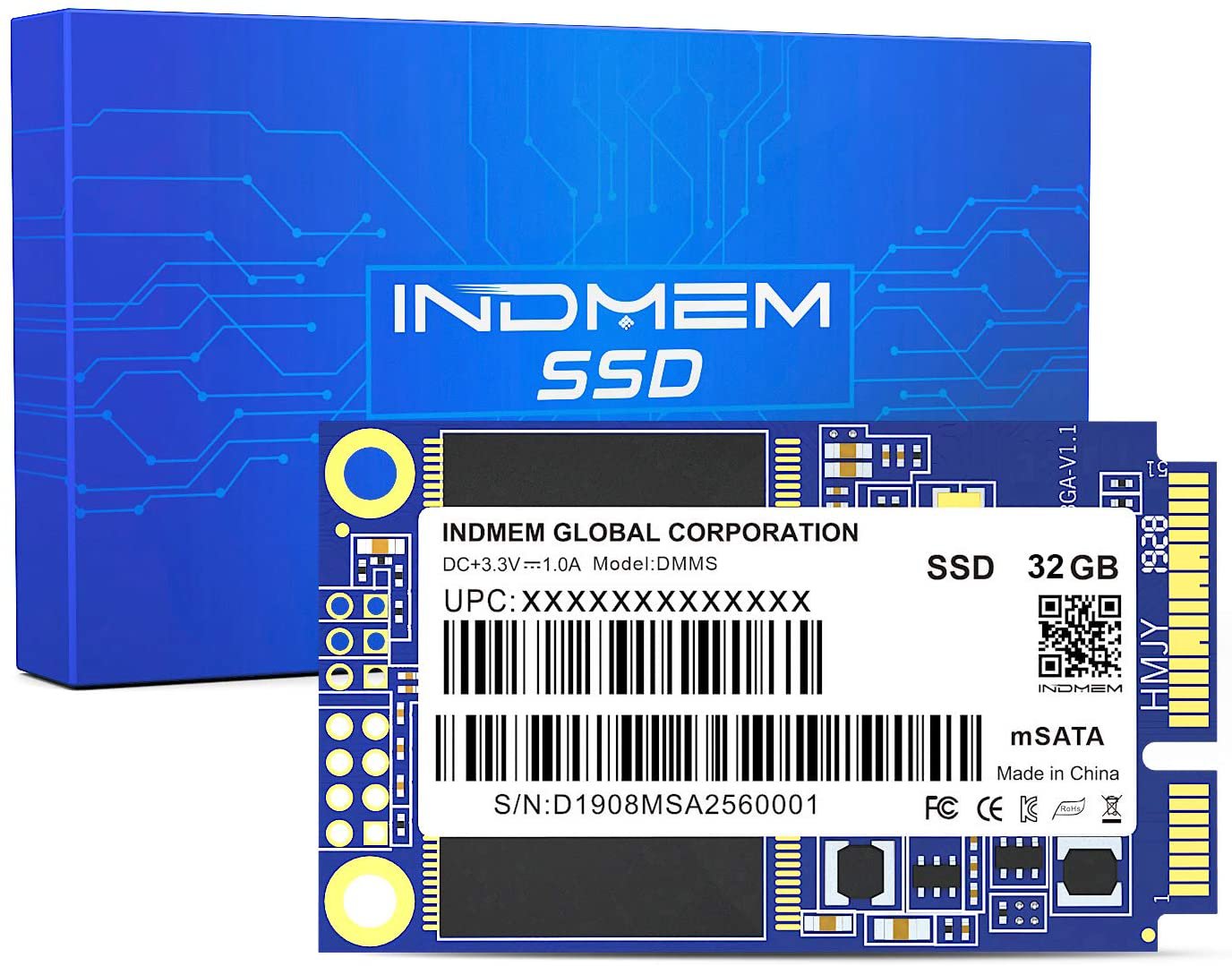 INDMEM SSD 32GB mSATA Internal Mini SATA SSD Micro-SATA MLC NAND Flash 32 GB