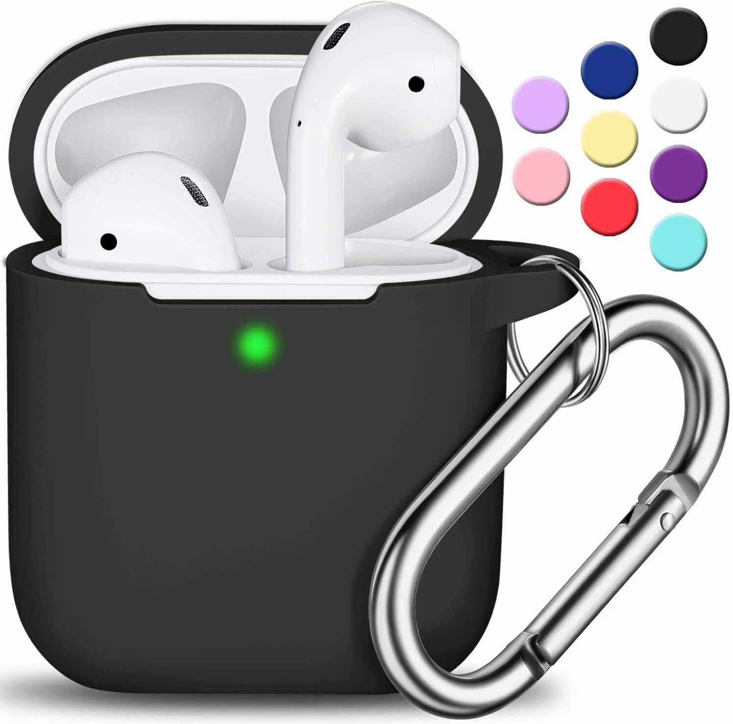 AirPods Case Cover with Keychain, Full Protective Silicone AirPods Accessories