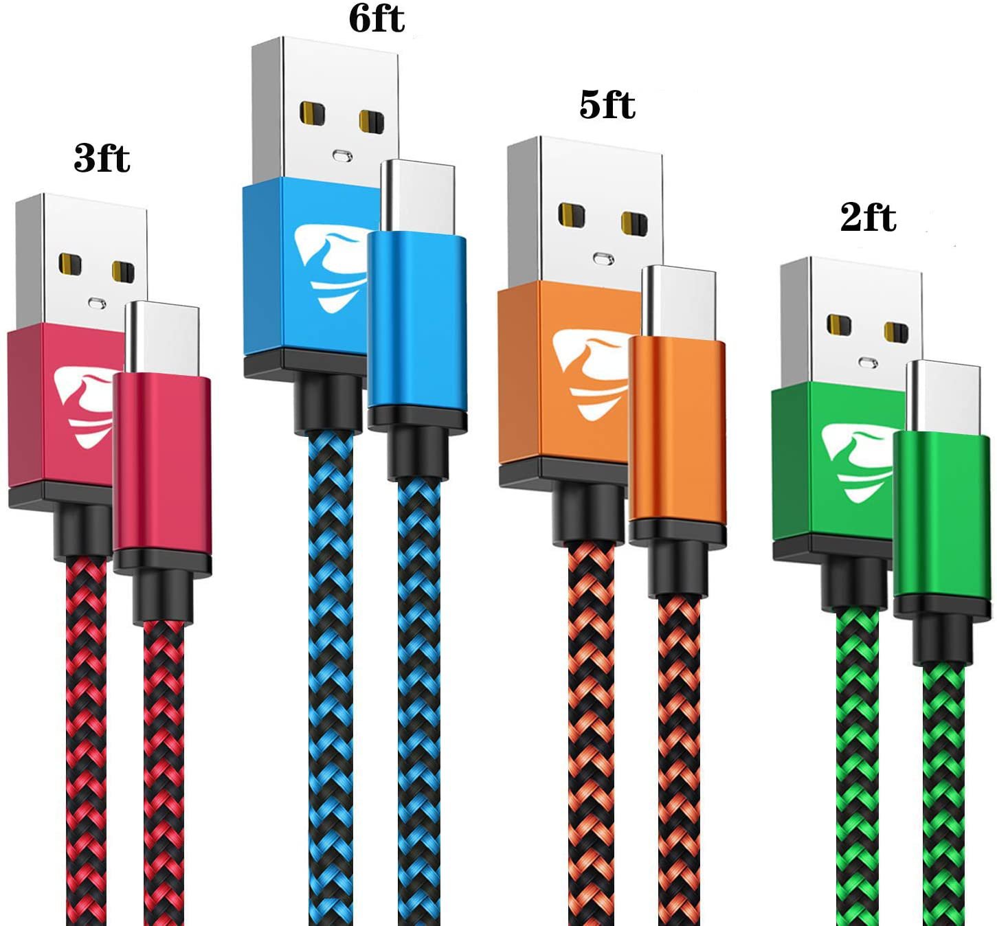 USB Type C Cable 3A Fast Charging USB C Charger 4Pack [2+3+5+6FT] Type C Phone C